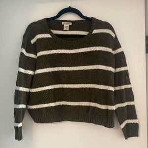 Green and white striped sweater